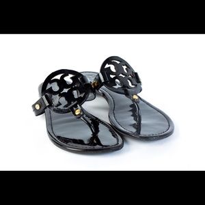 Tory Burch Miller sandals black patent leather 10